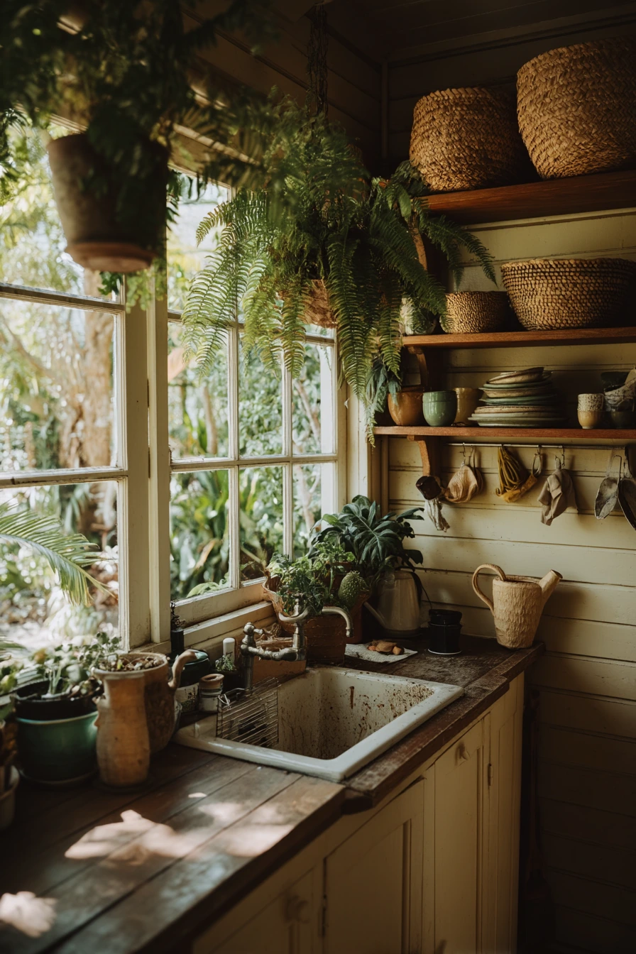 Plant-Filled Corner Kitchen