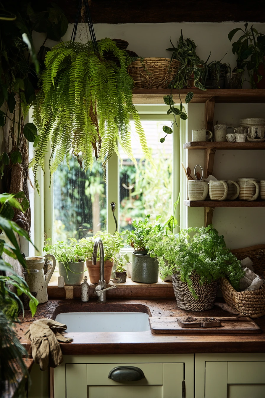 Plant-Filled Corner Kitchen