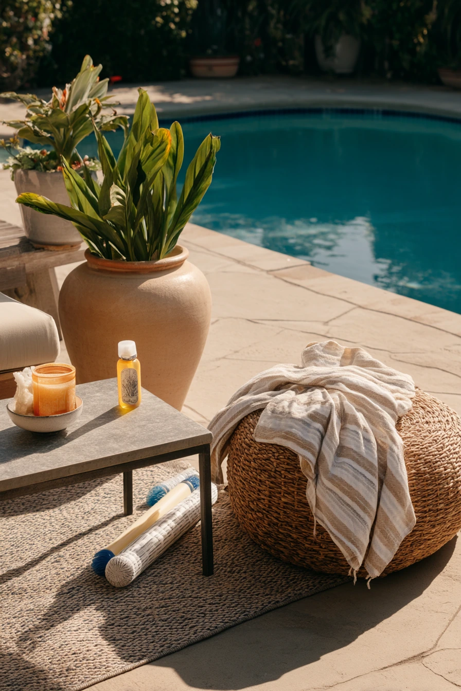 Poolside Tropical Patio at Golden Hour