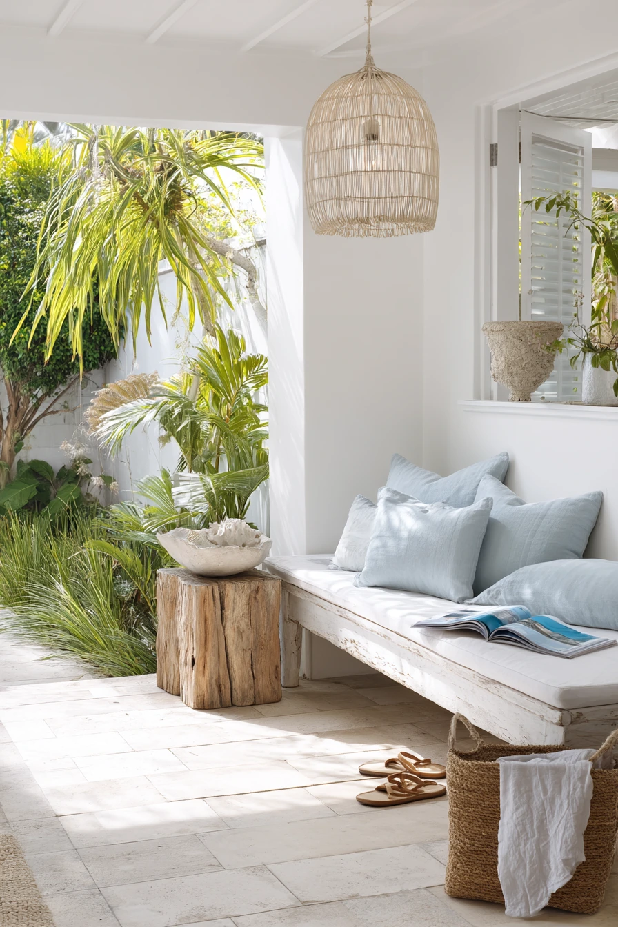 Coastal Tropical Patio with Breezy Textures