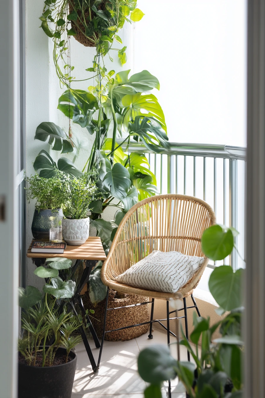 Small Apartment Balcony with Tropical Layering