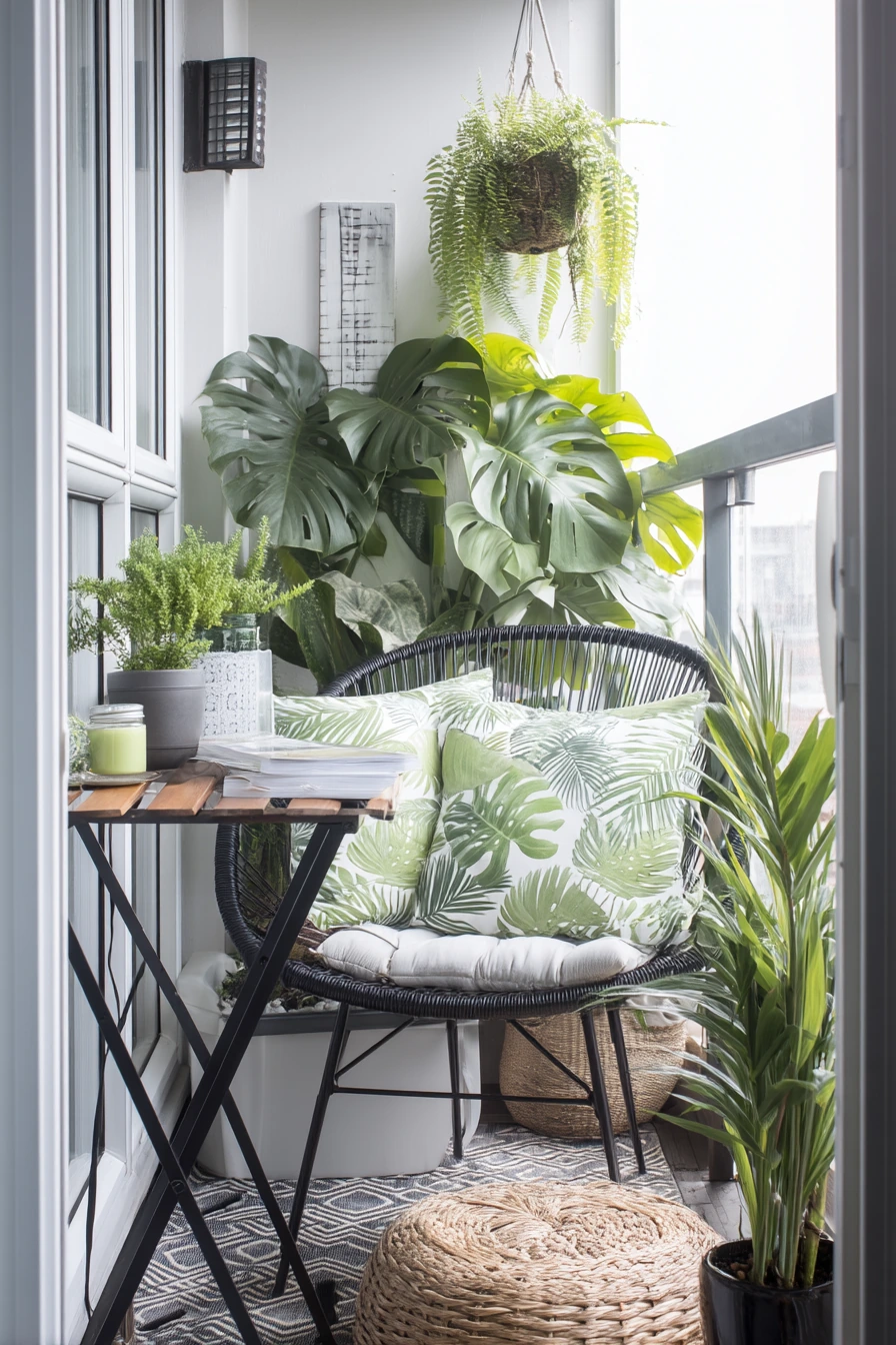 Small Apartment Balcony with Tropical Layering