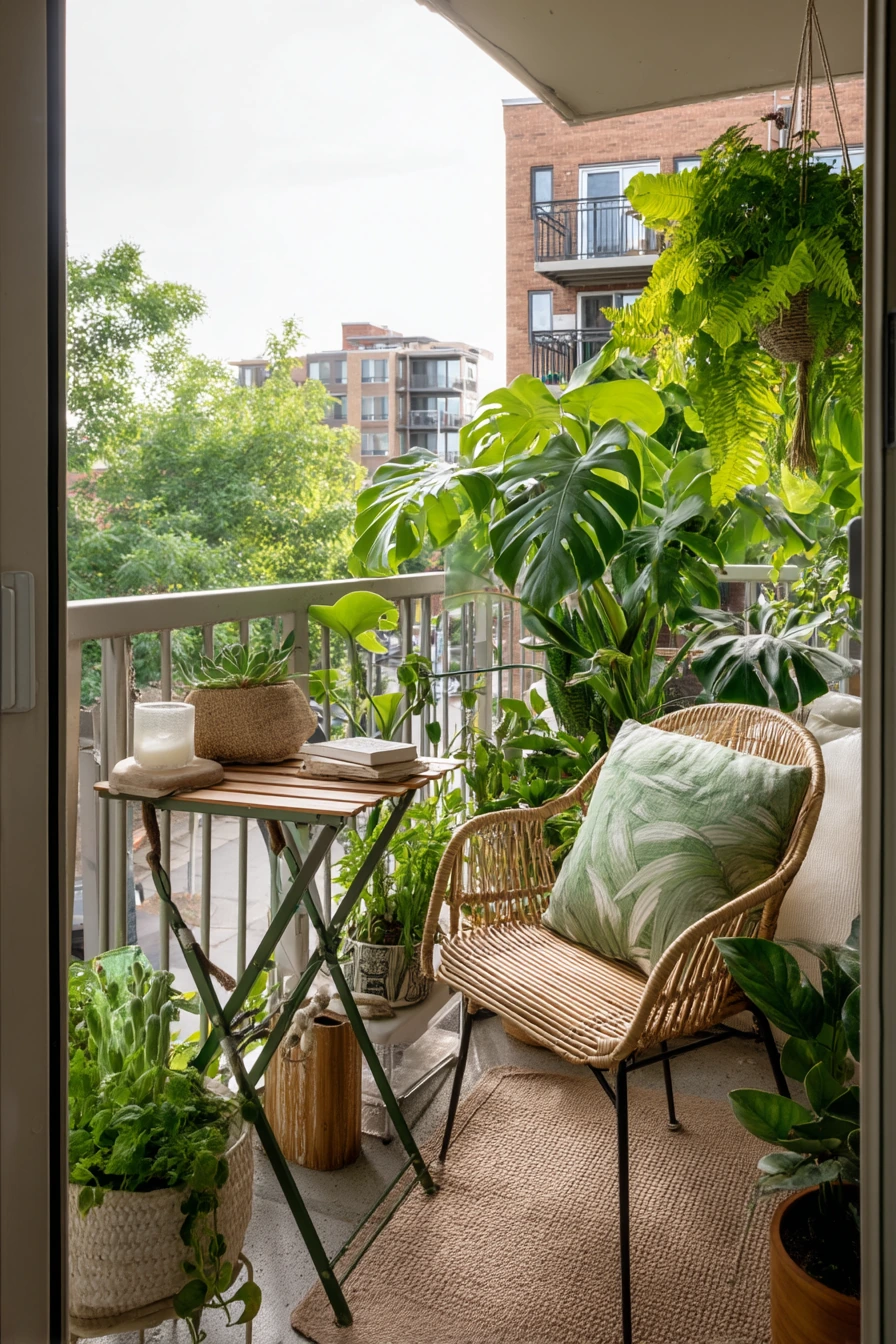 Small Apartment Balcony with Tropical Layering