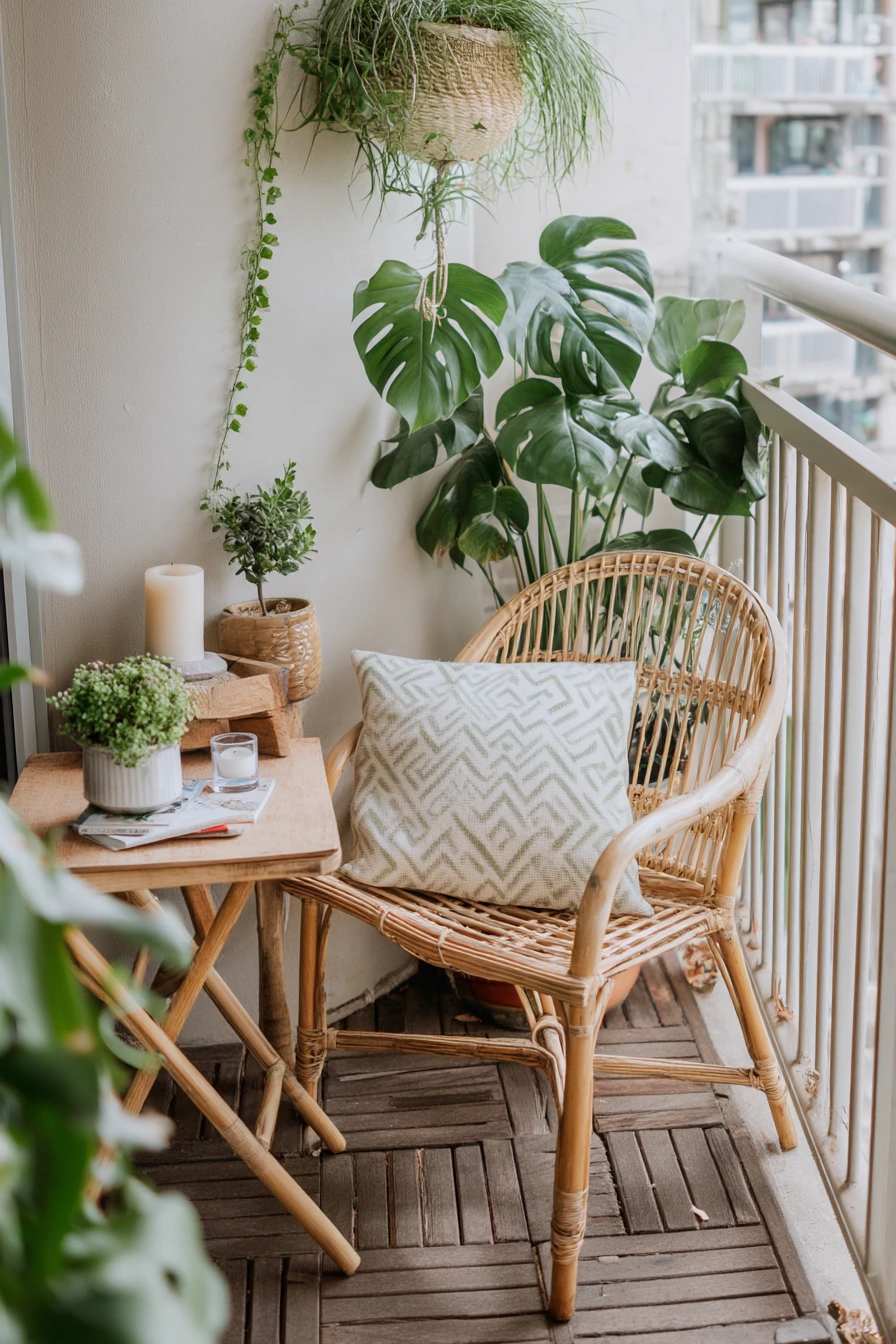 Small Apartment Balcony with Tropical Layering
