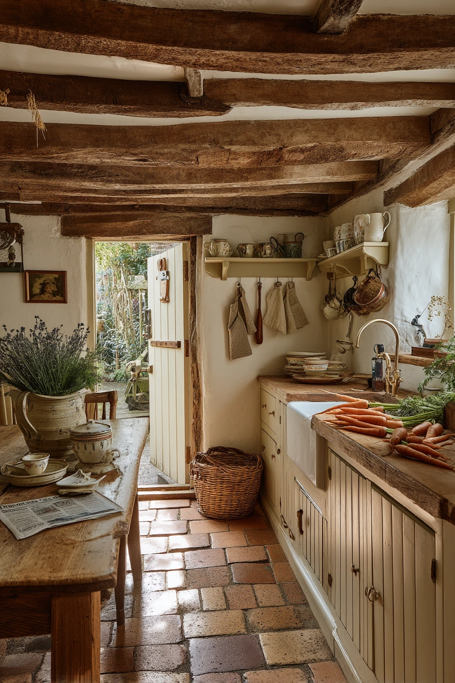 Tudor Cottage Kitchen with Garden Harvest