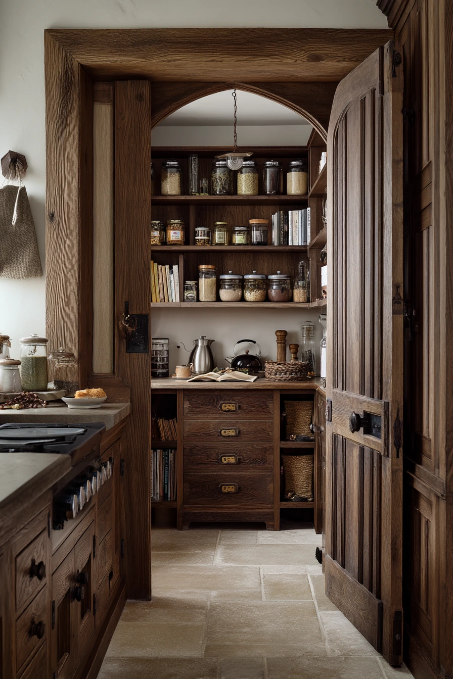 Moody Tudor Kitchen with Pantry Details