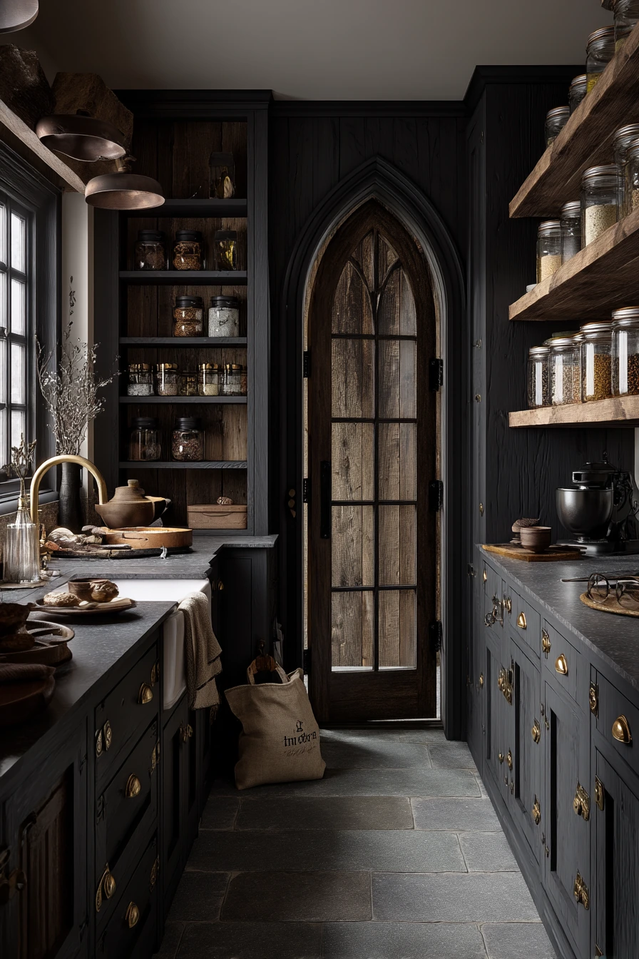 Moody Tudor Kitchen with Pantry Details