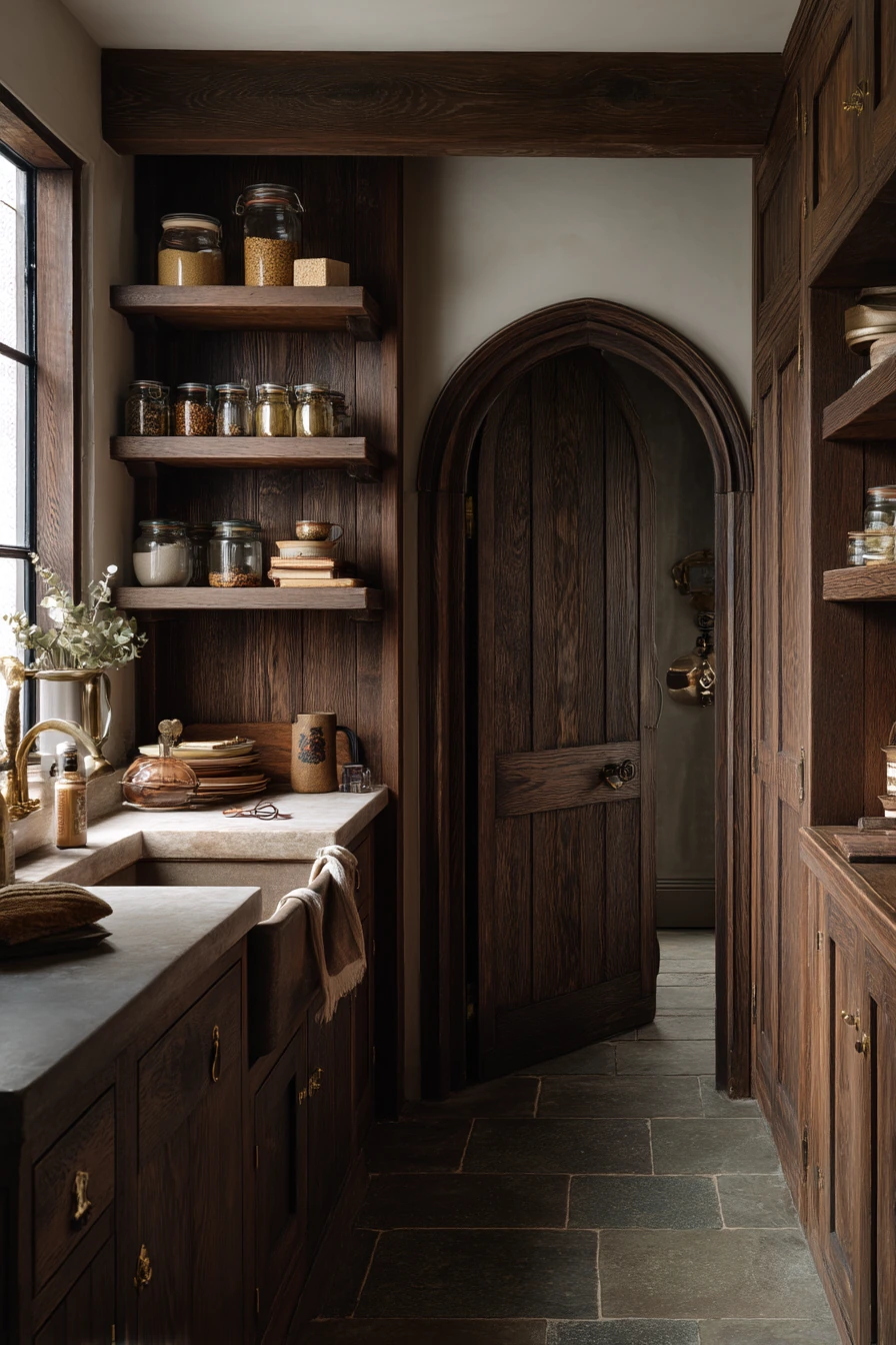 Moody Tudor Kitchen with Pantry Details