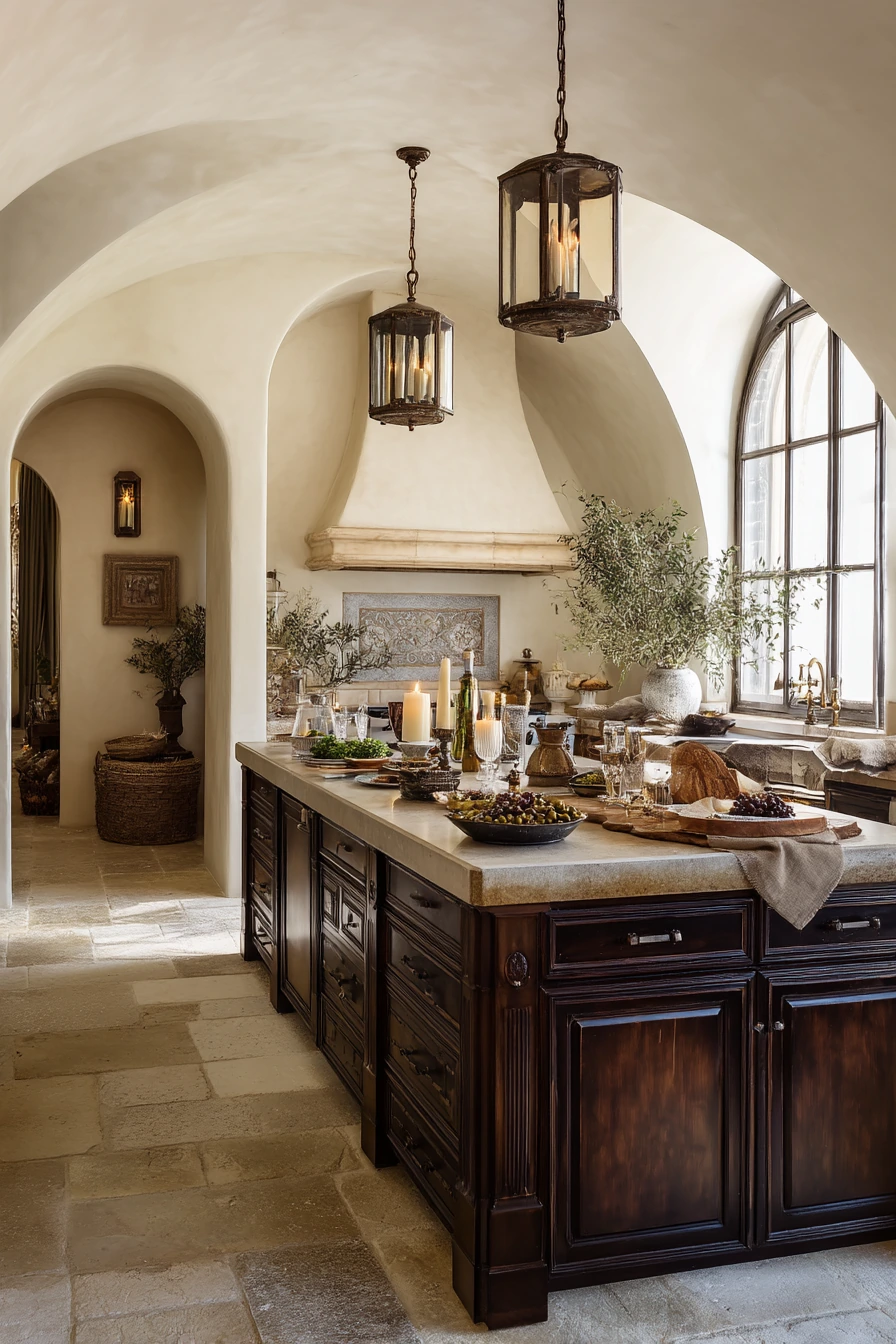 Elegant Tuscan Kitchen with a Hosting Mood