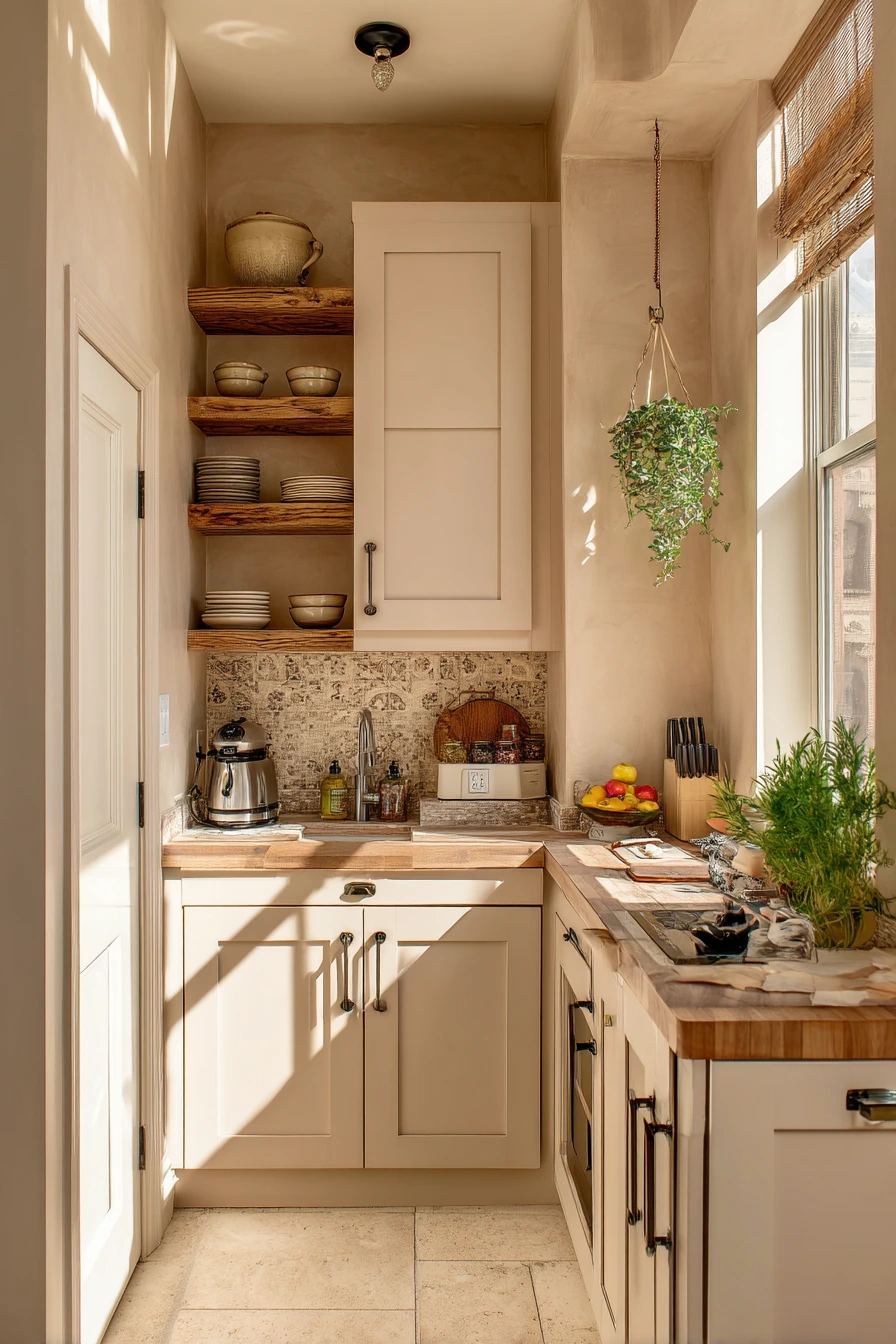 Small Tuscan Kitchen in a Narrow City Home