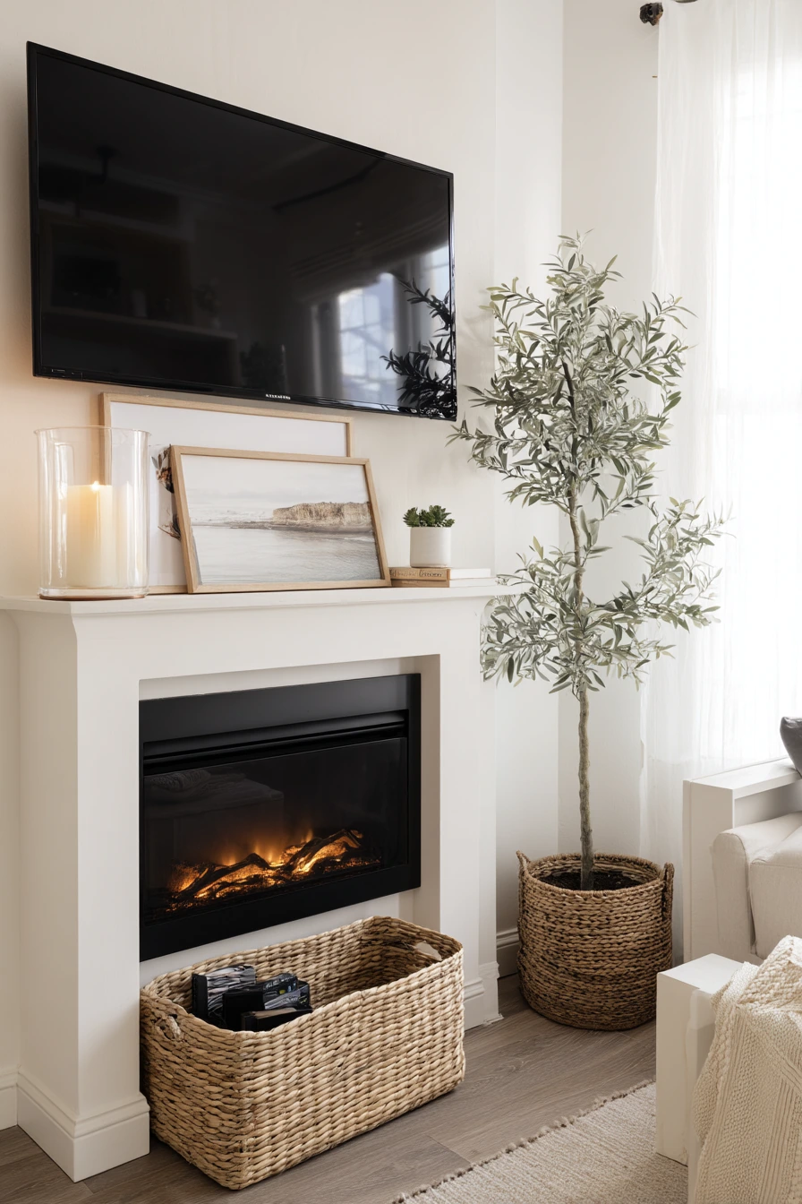 Renter-Friendly Faux Fireplace Setup