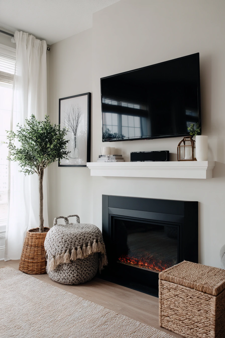 Renter-Friendly Faux Fireplace Setup
