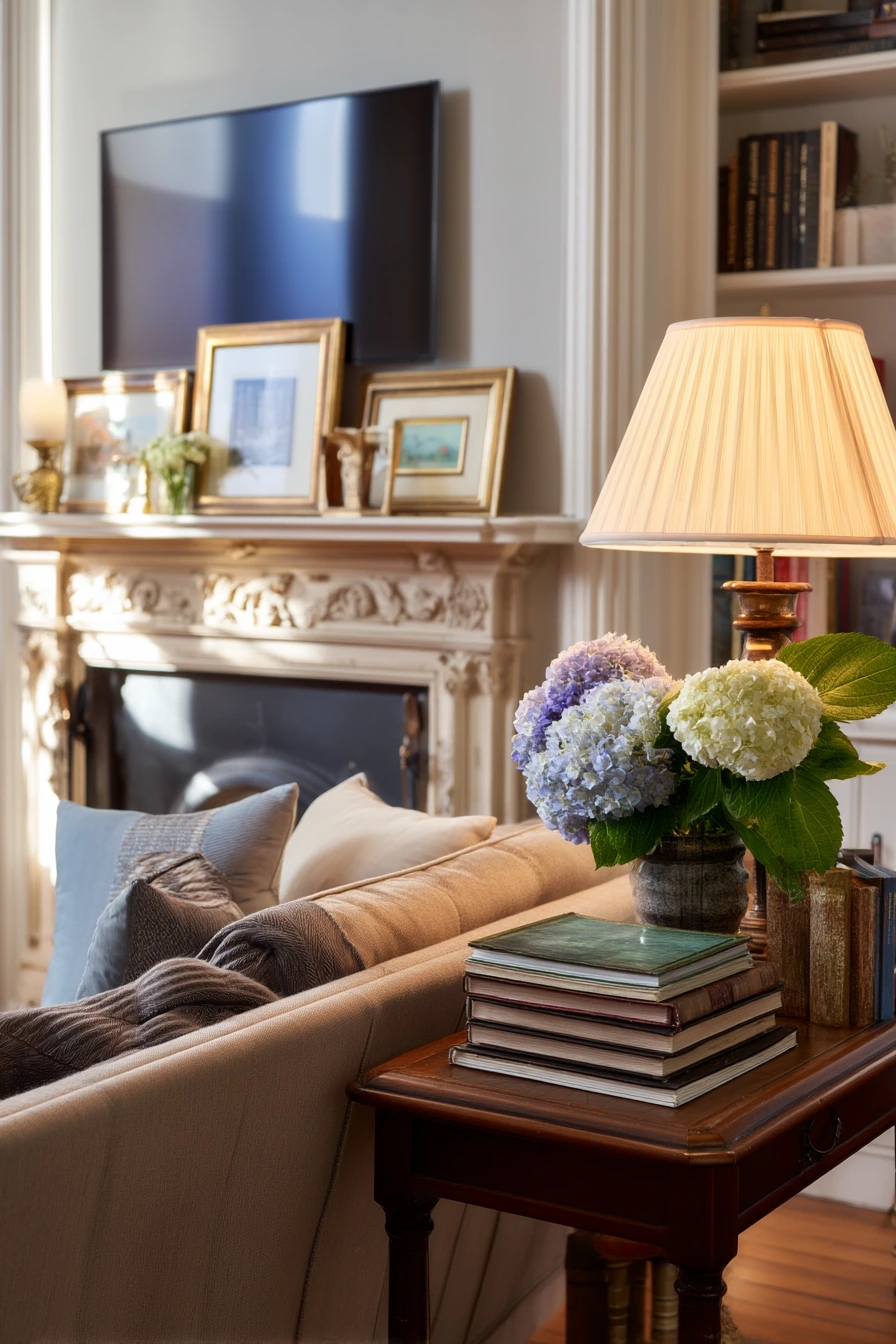 Elegant Traditional Fireplace with TV