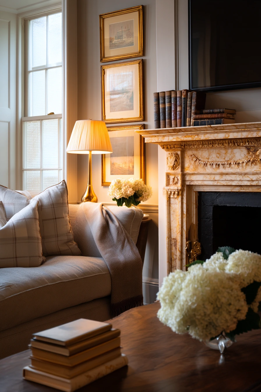 Elegant Traditional Fireplace with TV