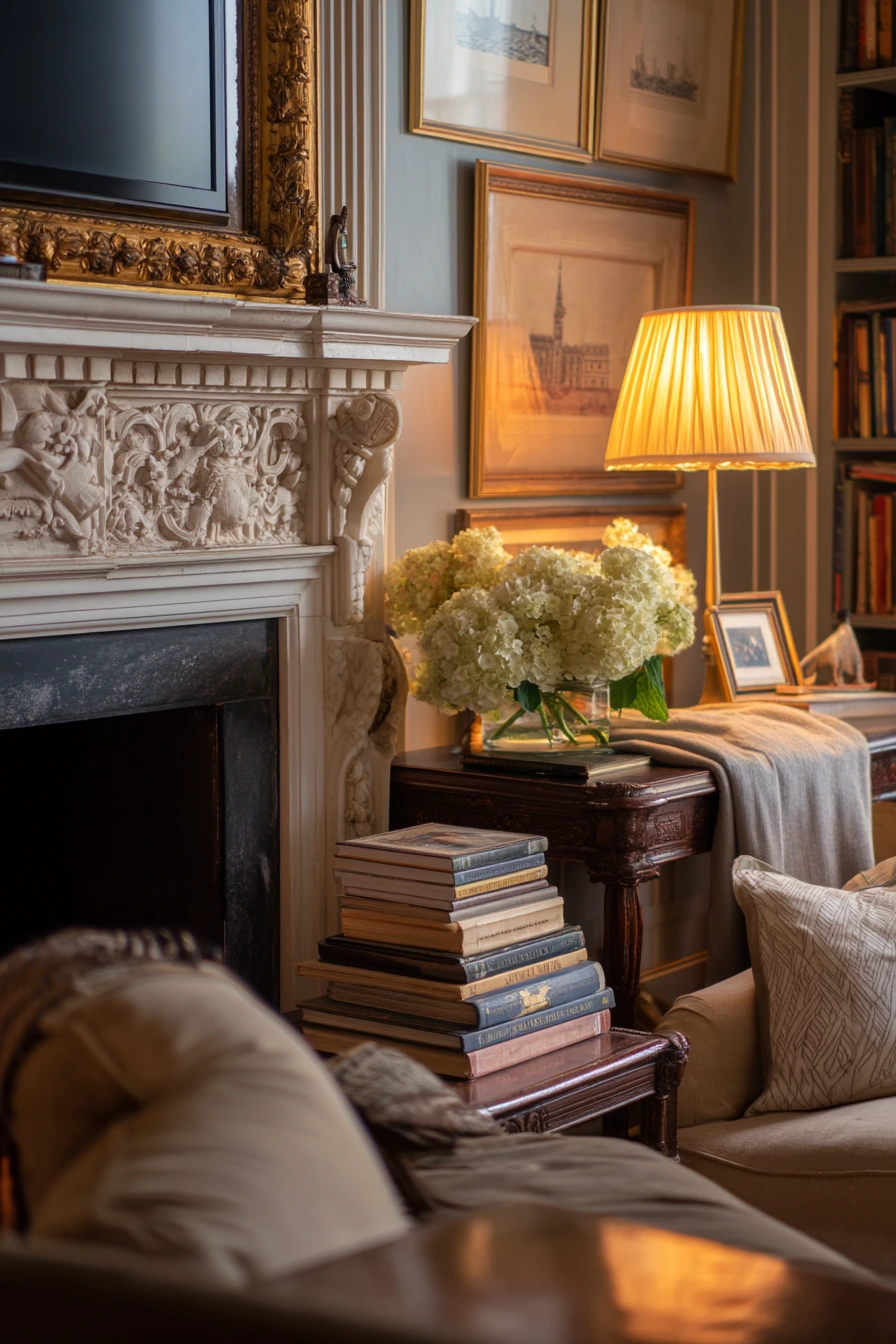 Elegant Traditional Fireplace with TV