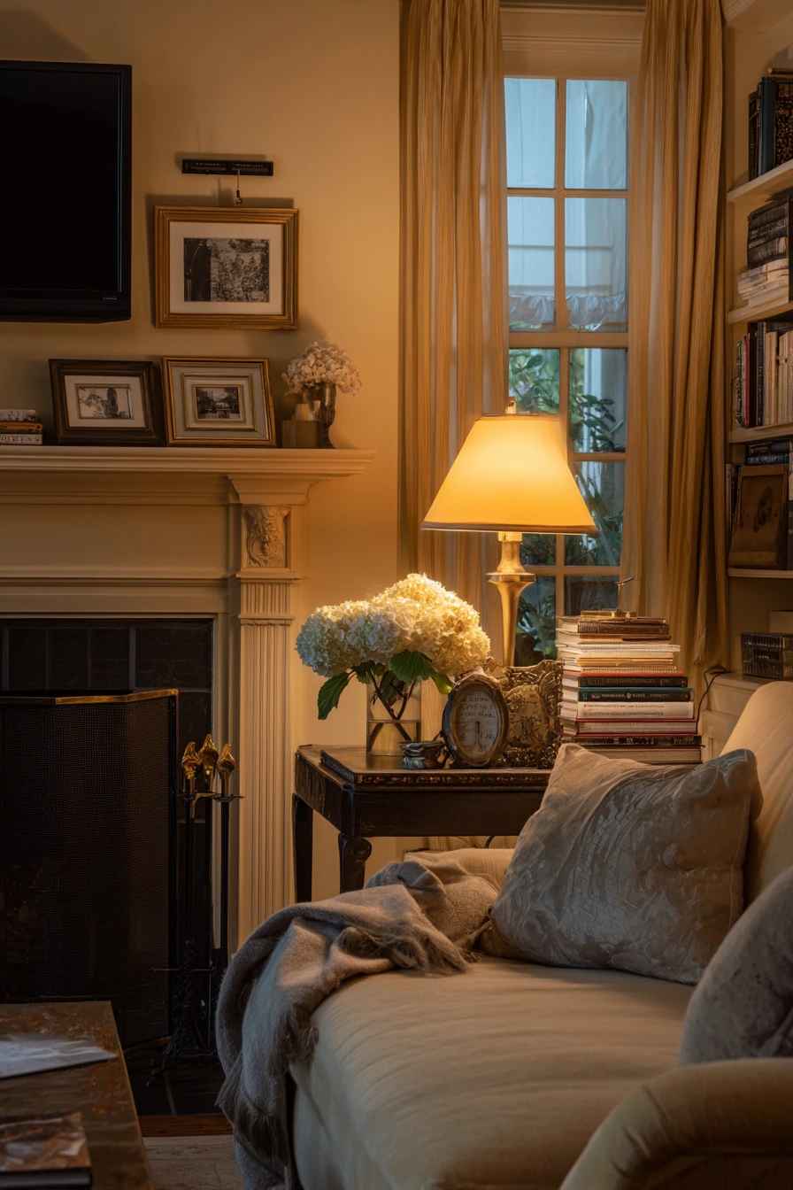 Elegant Traditional Fireplace with TV