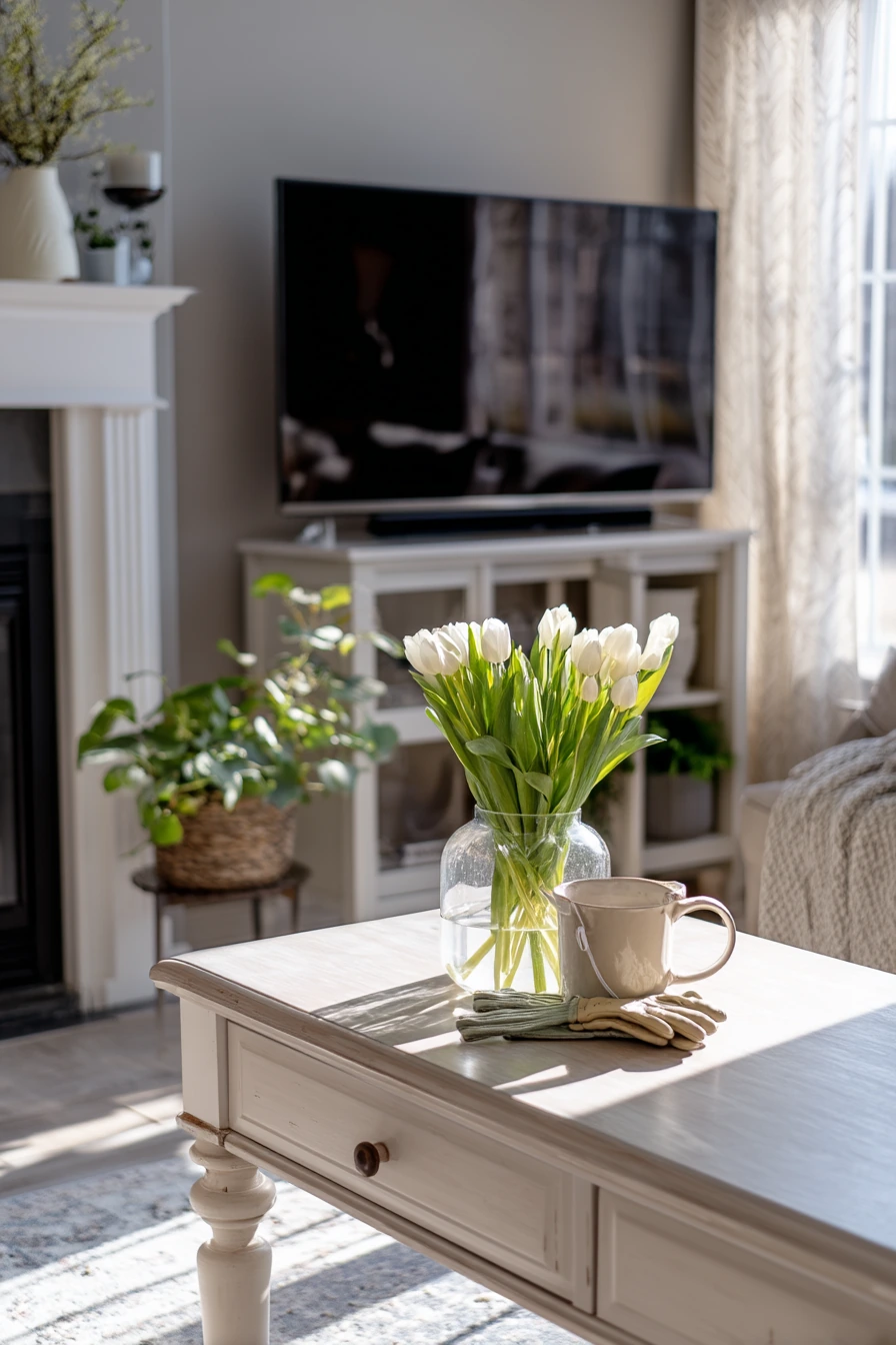 Seasonal Spring Refresh Around Fireplace TV