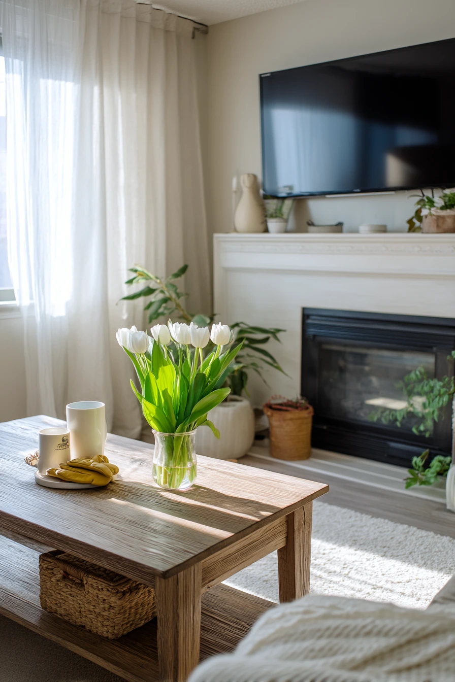 Seasonal Spring Refresh Around Fireplace TV