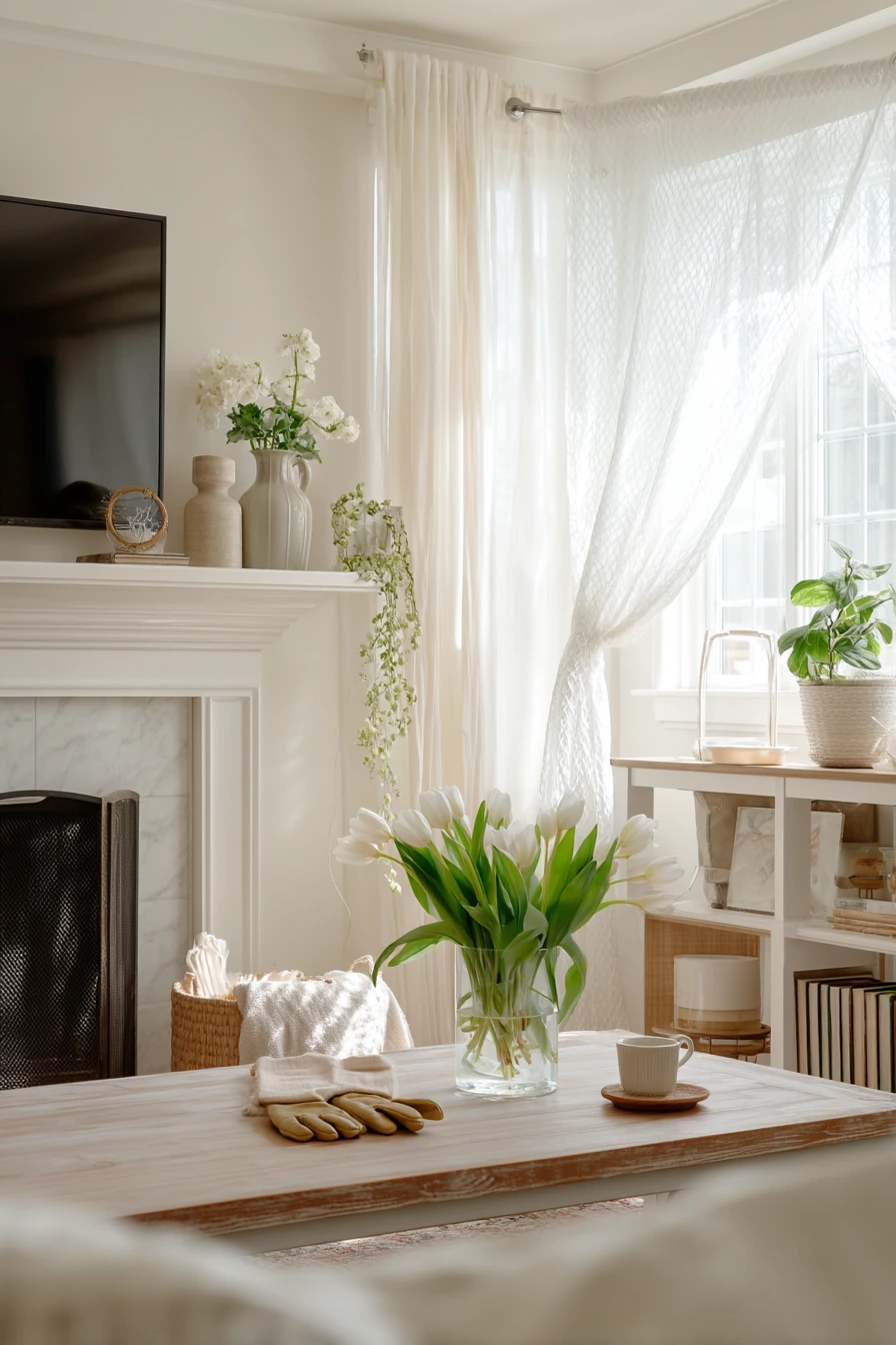 Seasonal Spring Refresh Around Fireplace TV