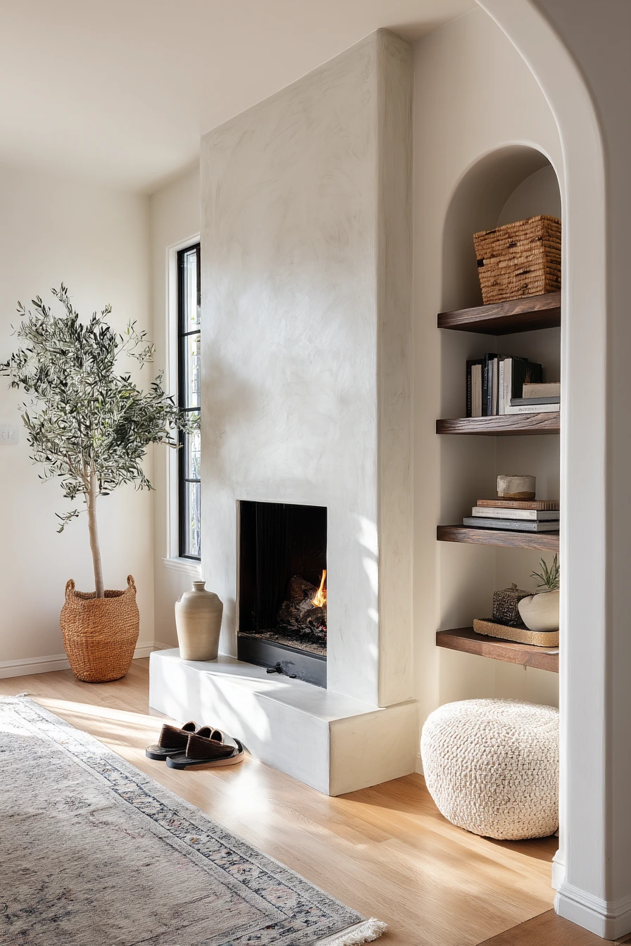 Renovated Fireplace with Shelf Storage