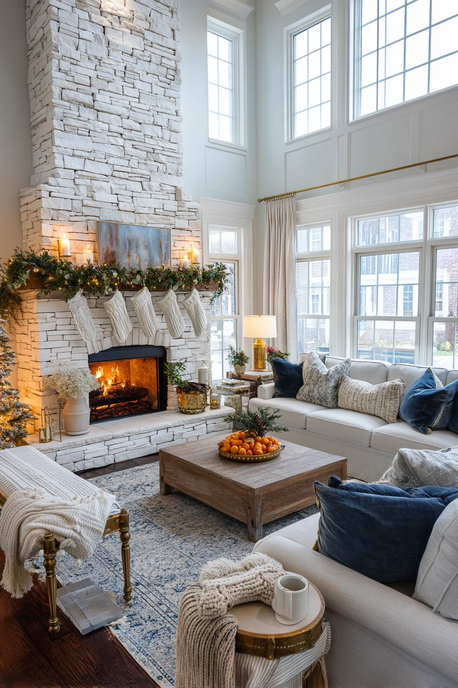 Holiday-Ready Fireplace Living Room