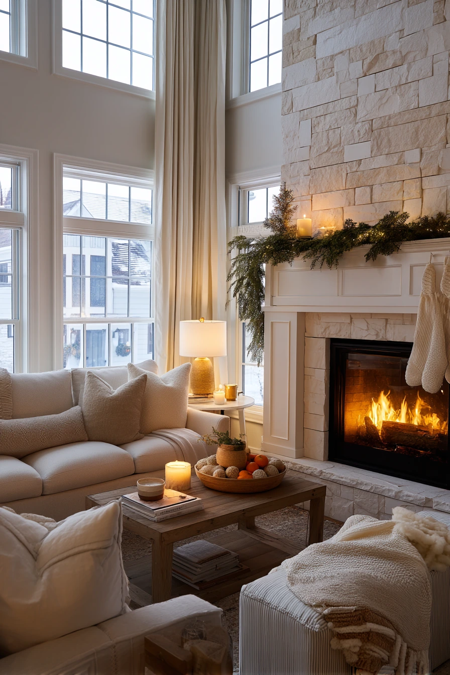 Holiday-Ready Fireplace Living Room