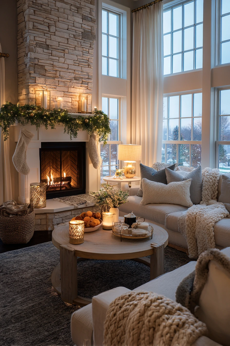 Holiday-Ready Fireplace Living Room