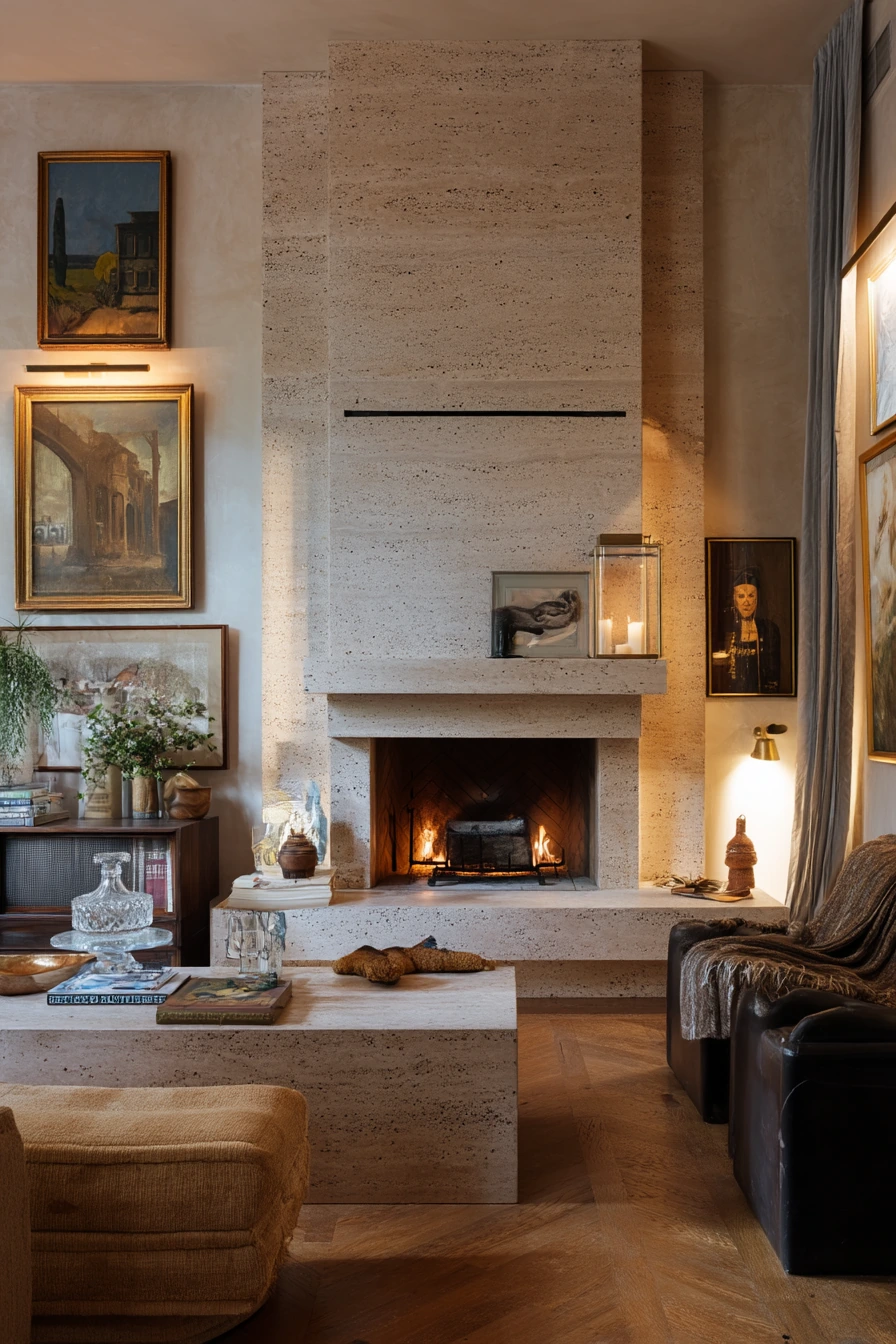 Collector’s Home with a Statement Fireplace