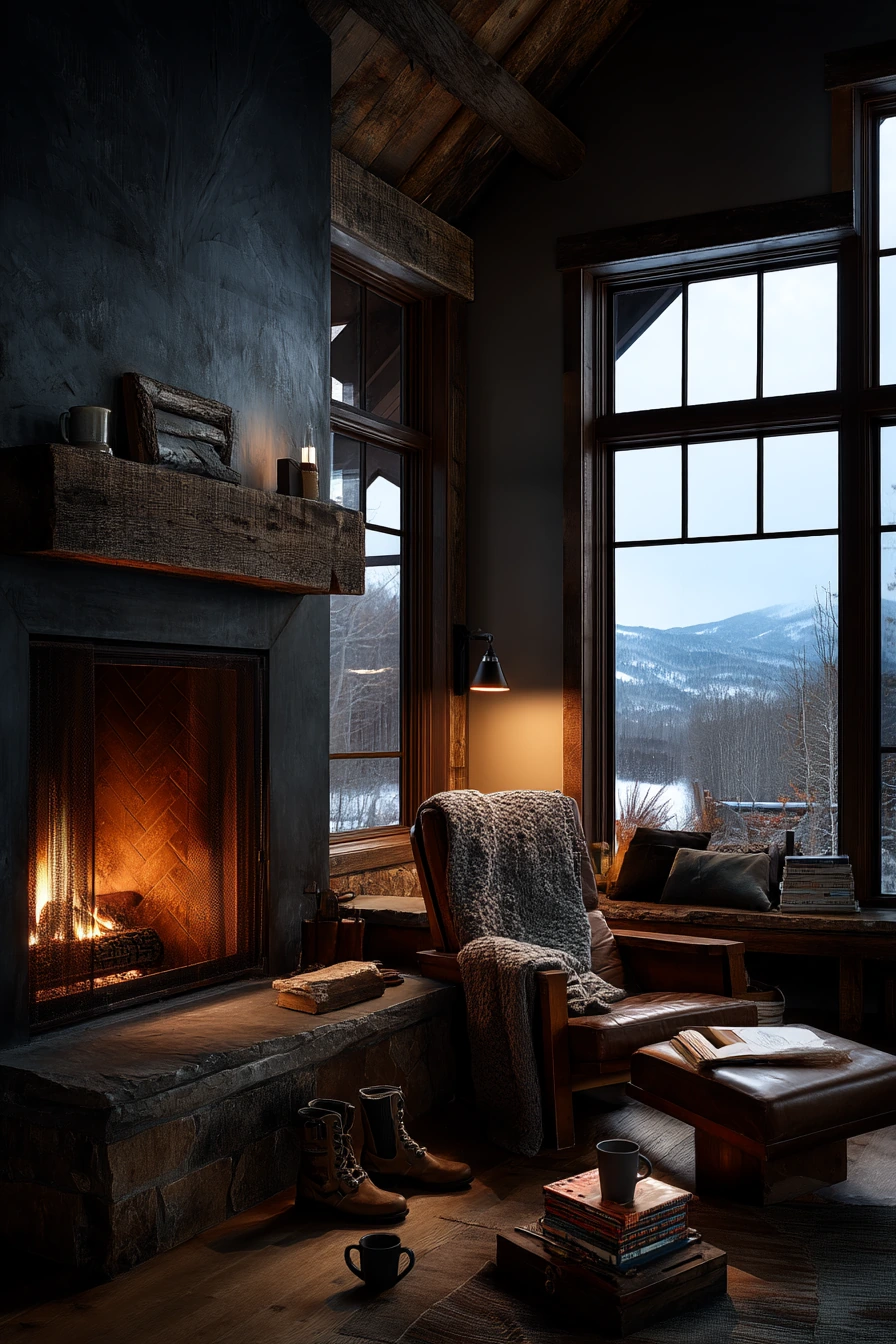 Modern Cabin Fireplace Wall