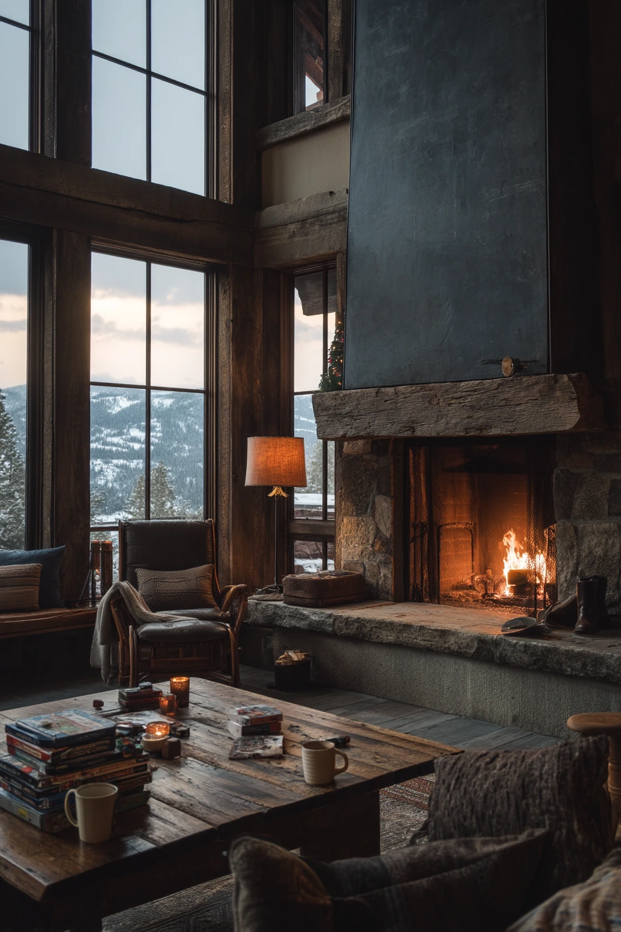 Modern Cabin Fireplace Wall