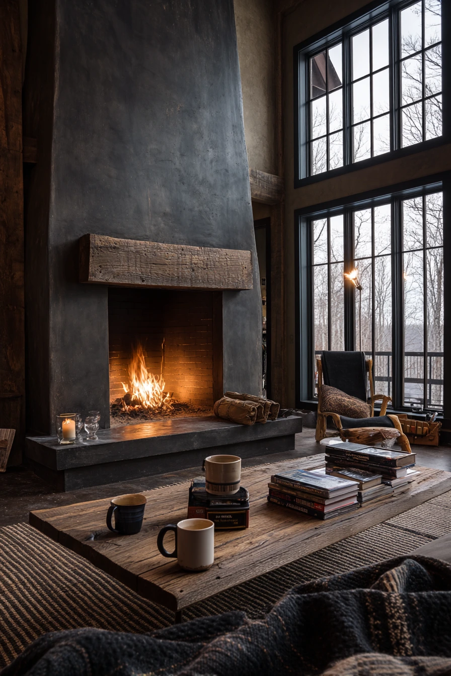 Modern Cabin Fireplace Wall