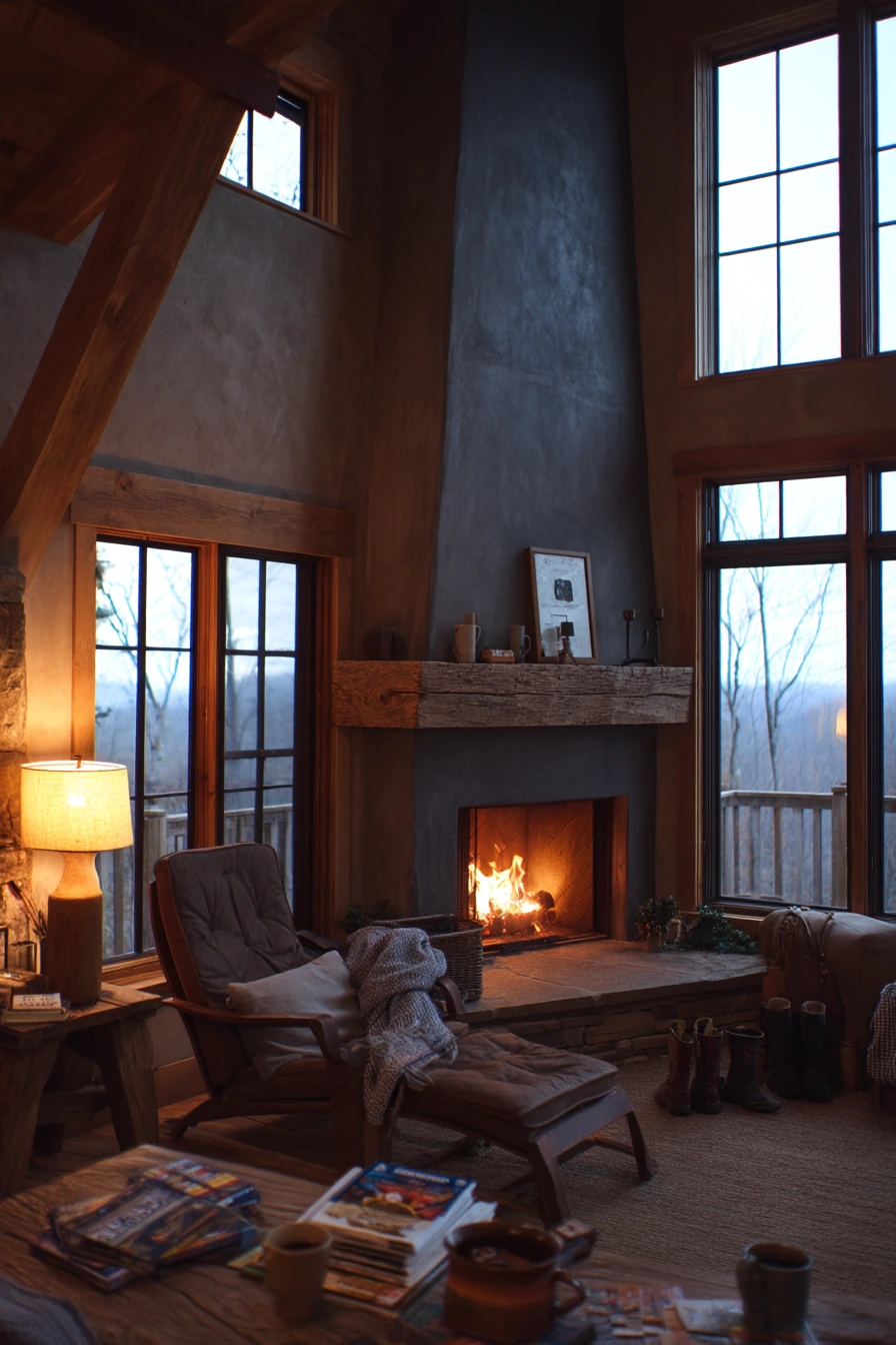 Modern Cabin Fireplace Wall