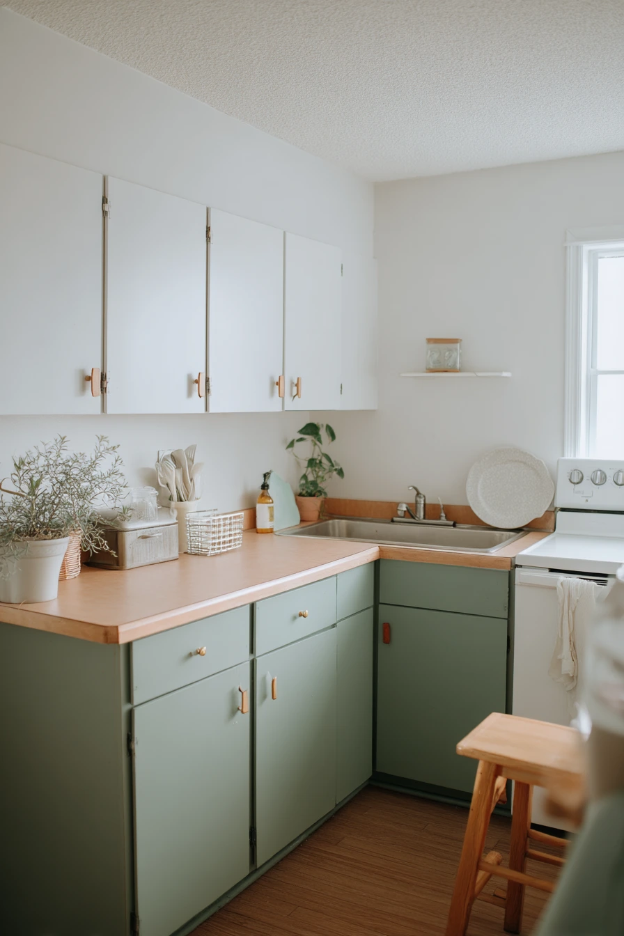 Sage Lower Cabinets for a Renter-Friendly Refresh