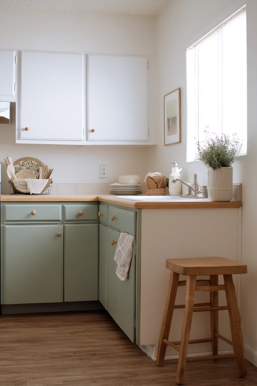 Sage Lower Cabinets for a Renter-Friendly Refresh