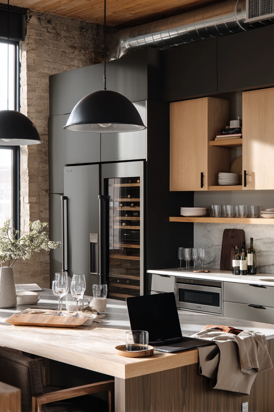 Charcoal and Maple in an Open-Plan Loft