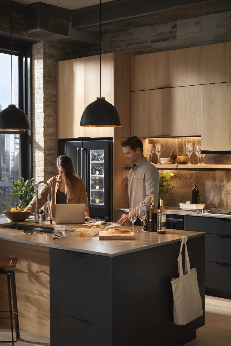 Charcoal and Maple in an Open-Plan Loft