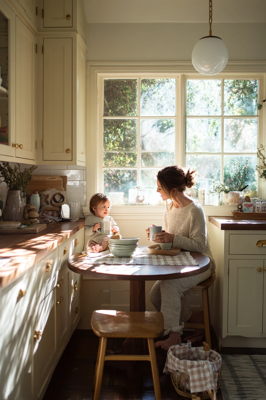 Buttercream and Walnut for a Sunlit Breakfast Nook