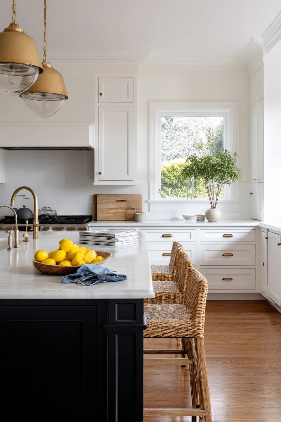 Black Island, White Cabinets in a Farmhouse Remodel