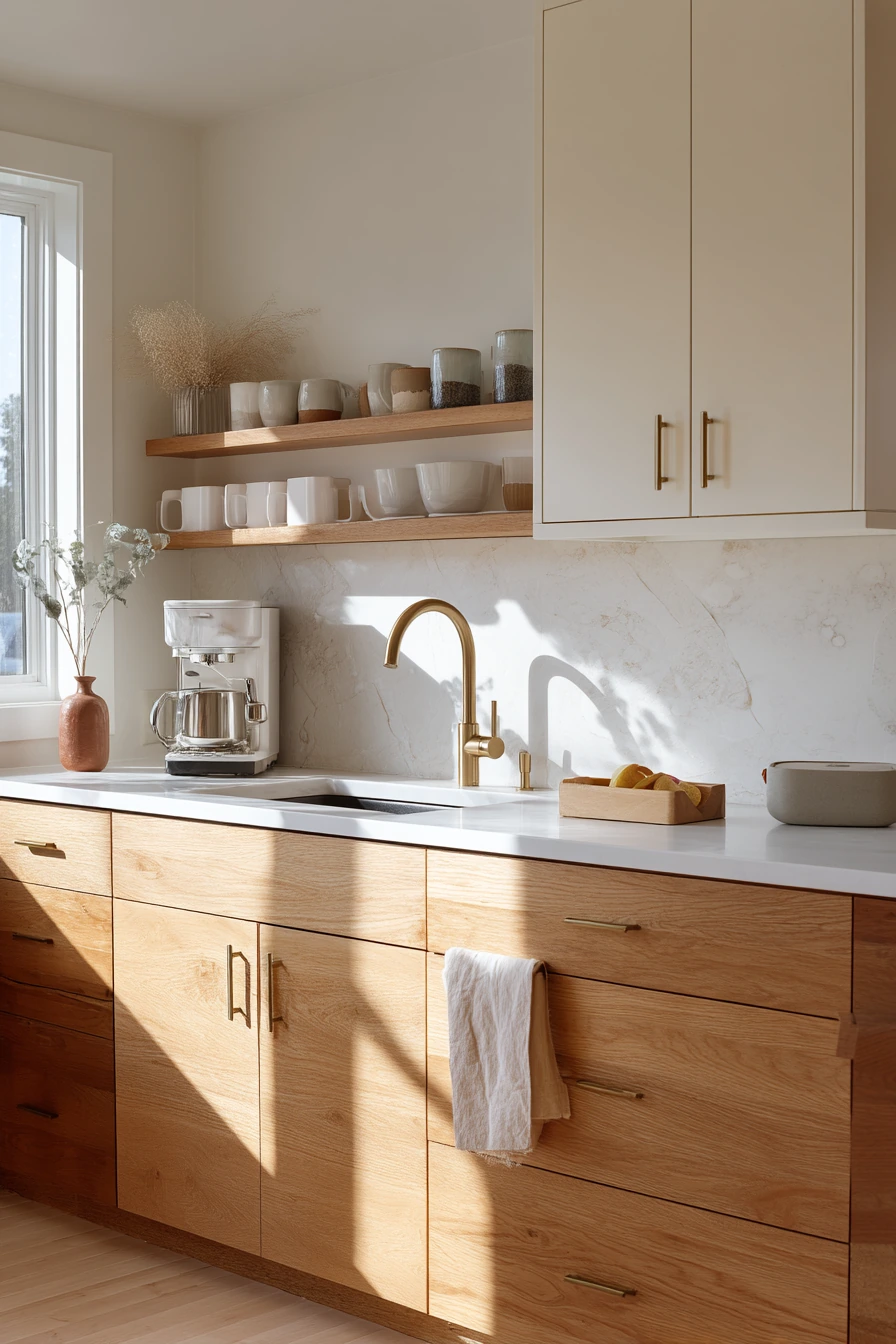 Oak Base, Cream Upper in a Busy Family Kitchen