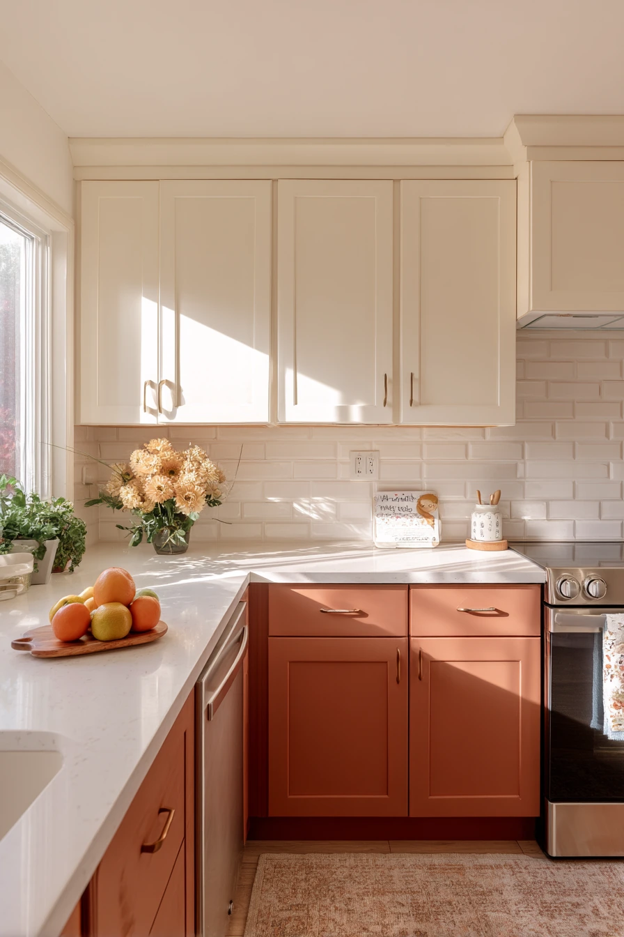 Terracotta Accents with Cream Cabinets for a Warm Update