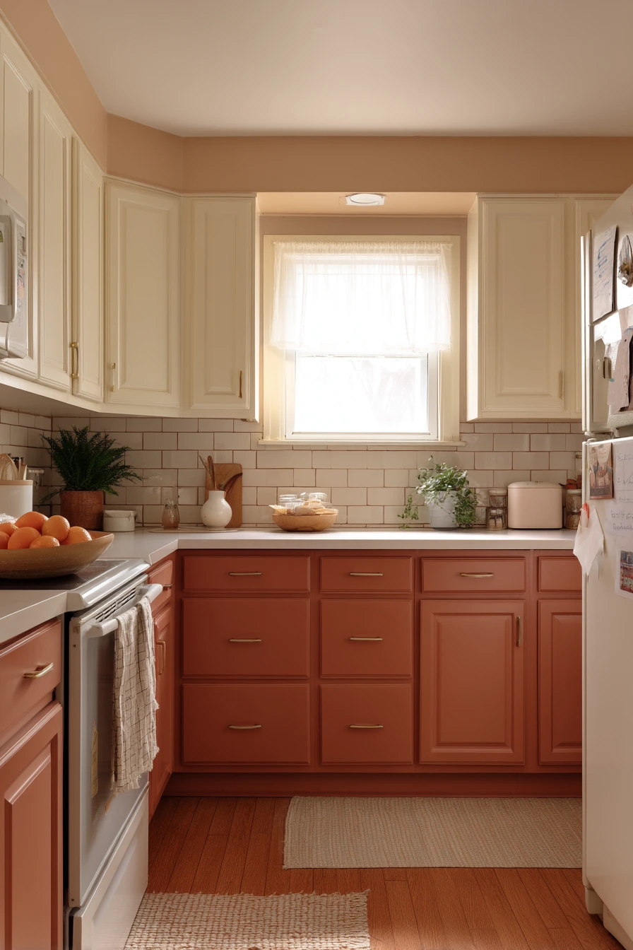 Terracotta Accents with Cream Cabinets for a Warm Update