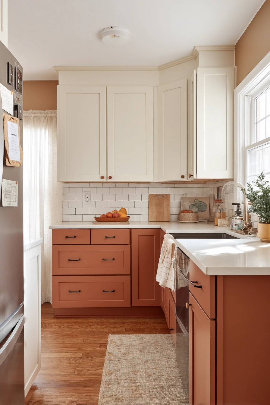 Terracotta Accents with Cream Cabinets for a Warm Update