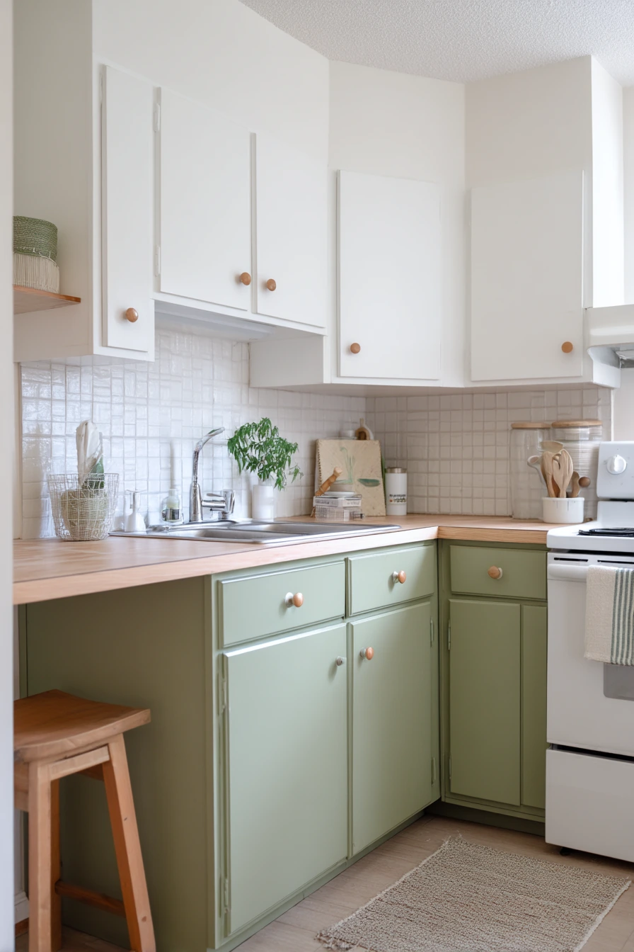 Sage Lower Cabinets for a Renter-Friendly Refresh