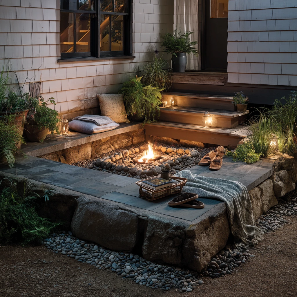 Fire Pit Corner With Dry Drainage