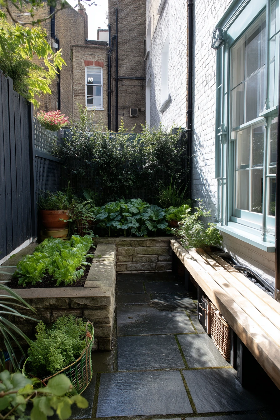 Tiny Courtyard Garden with a Kid's Play Basket