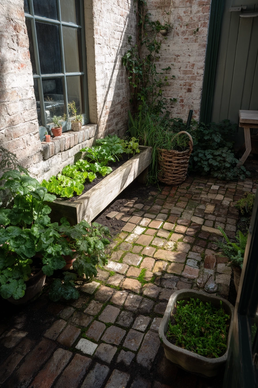 Tiny Courtyard Garden with a Kid's Play Basket