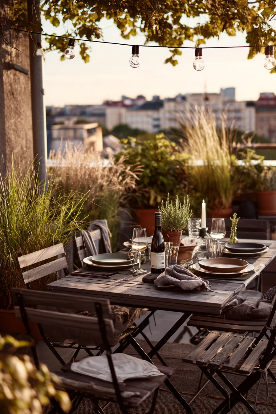Rooftop Garden Dinner Setup for Friends