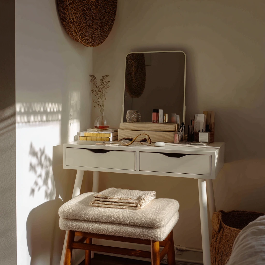 Guest Room Vanity That Doubles as a Workspace