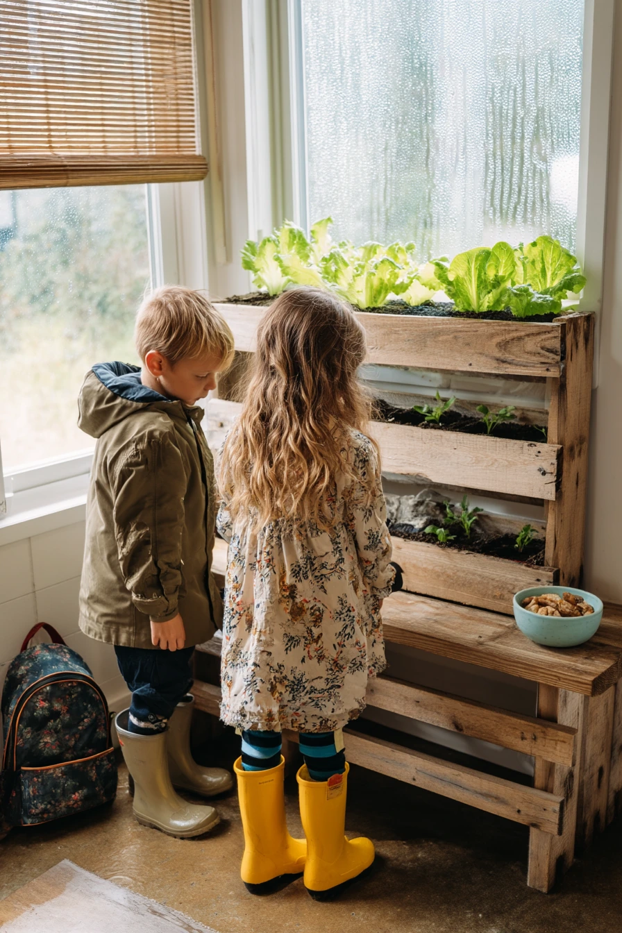 Kids Helping in the Mudroom