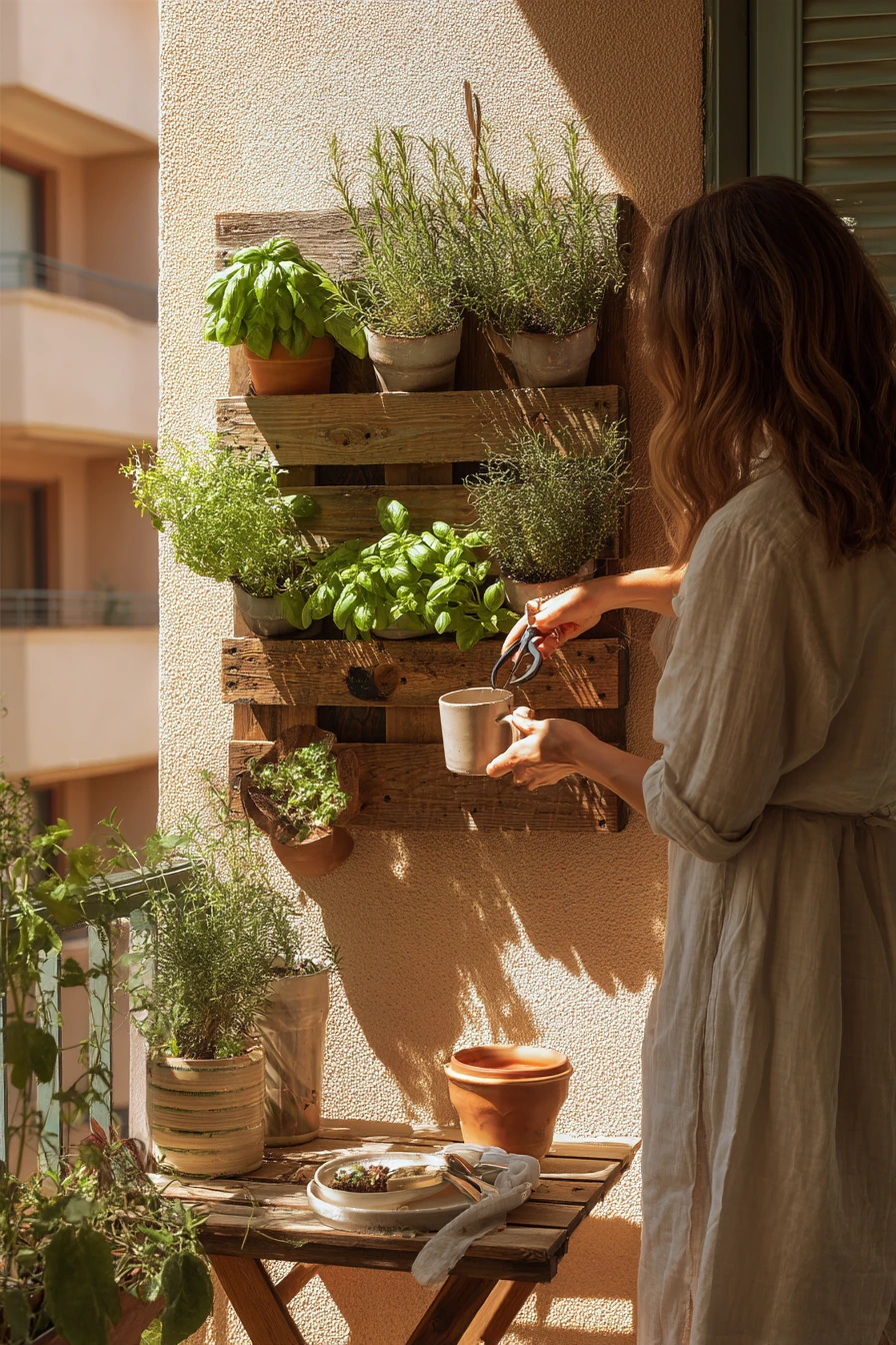 Small Balcony Herb Wall